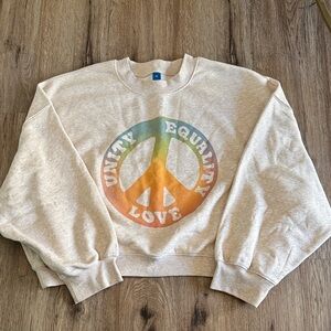 Old Navy Cream Multicolor Graphic Sweater